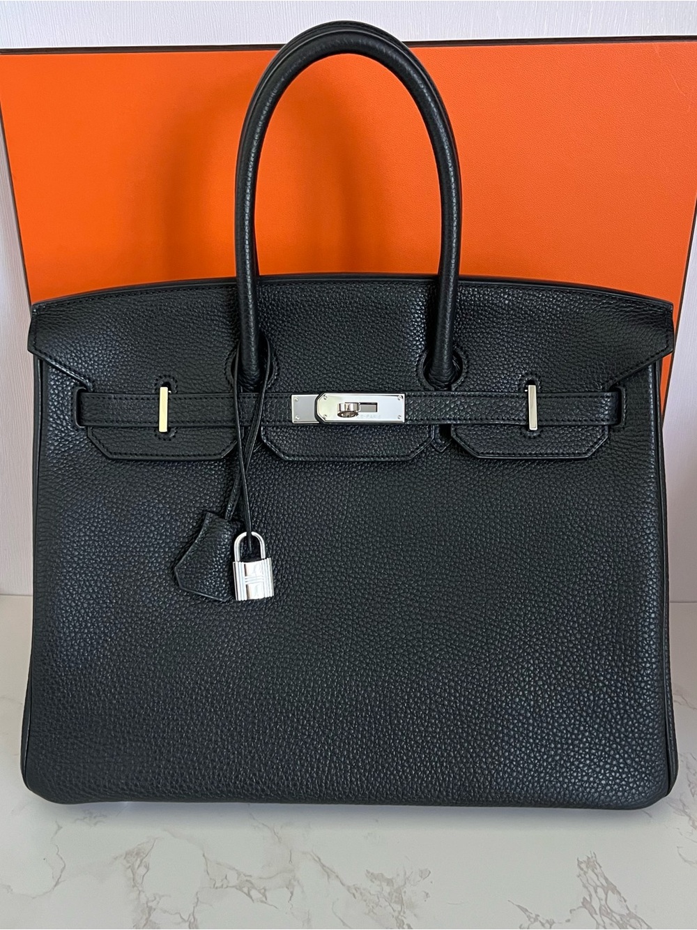 Hermes Black Birkin 35 in Noir Togo Leather With Palladium Hardware